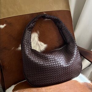 Cotton On Chocolate Brown Woven Hobo Bag